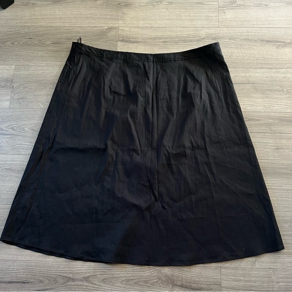 New Calvin Klein Womens Black Button Front Midi Black Linen Blend Skirt Size 24W - Picture 8 of 9